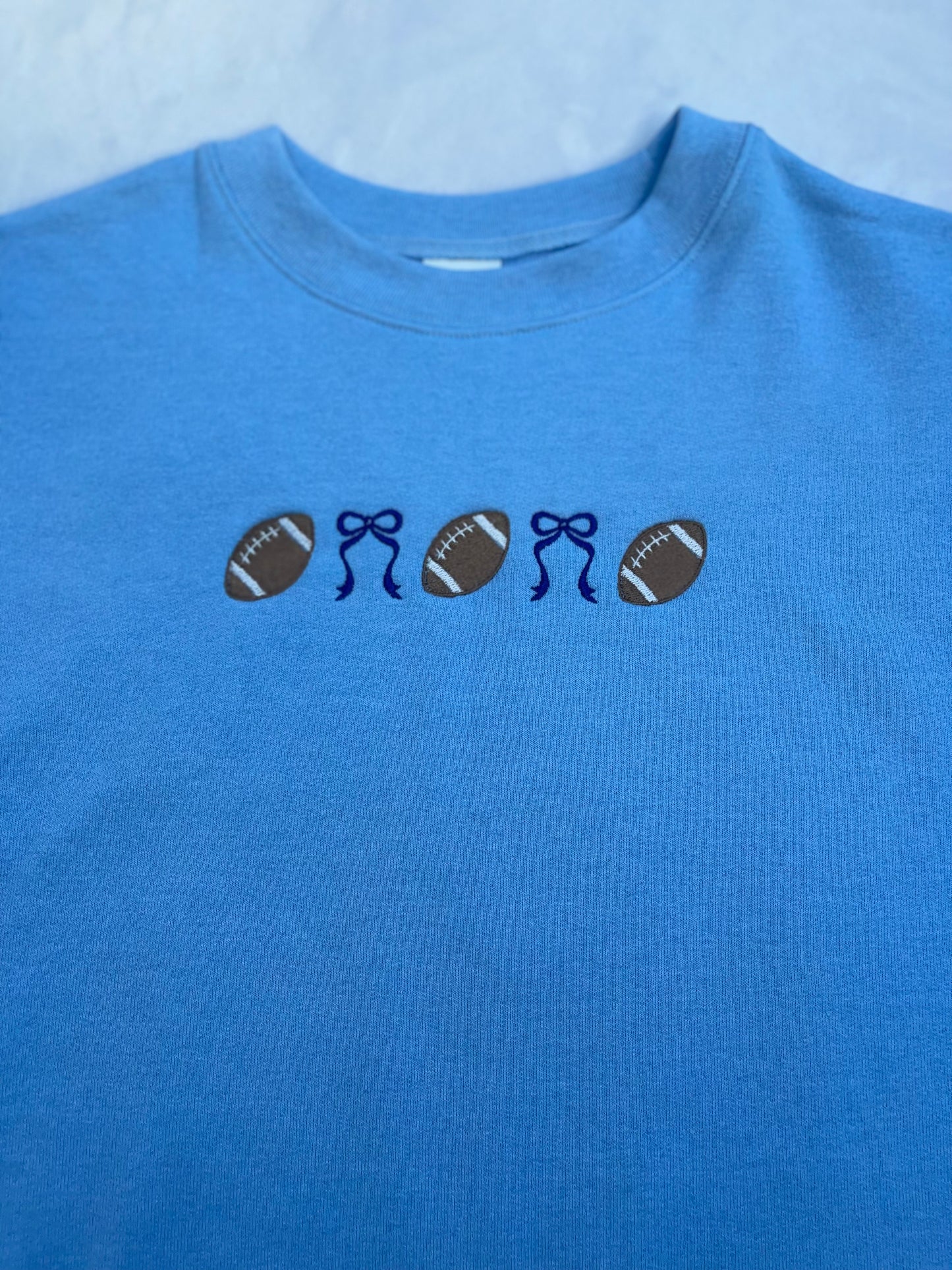 Embroidered Football Coquette Crewneck Sweatshirt