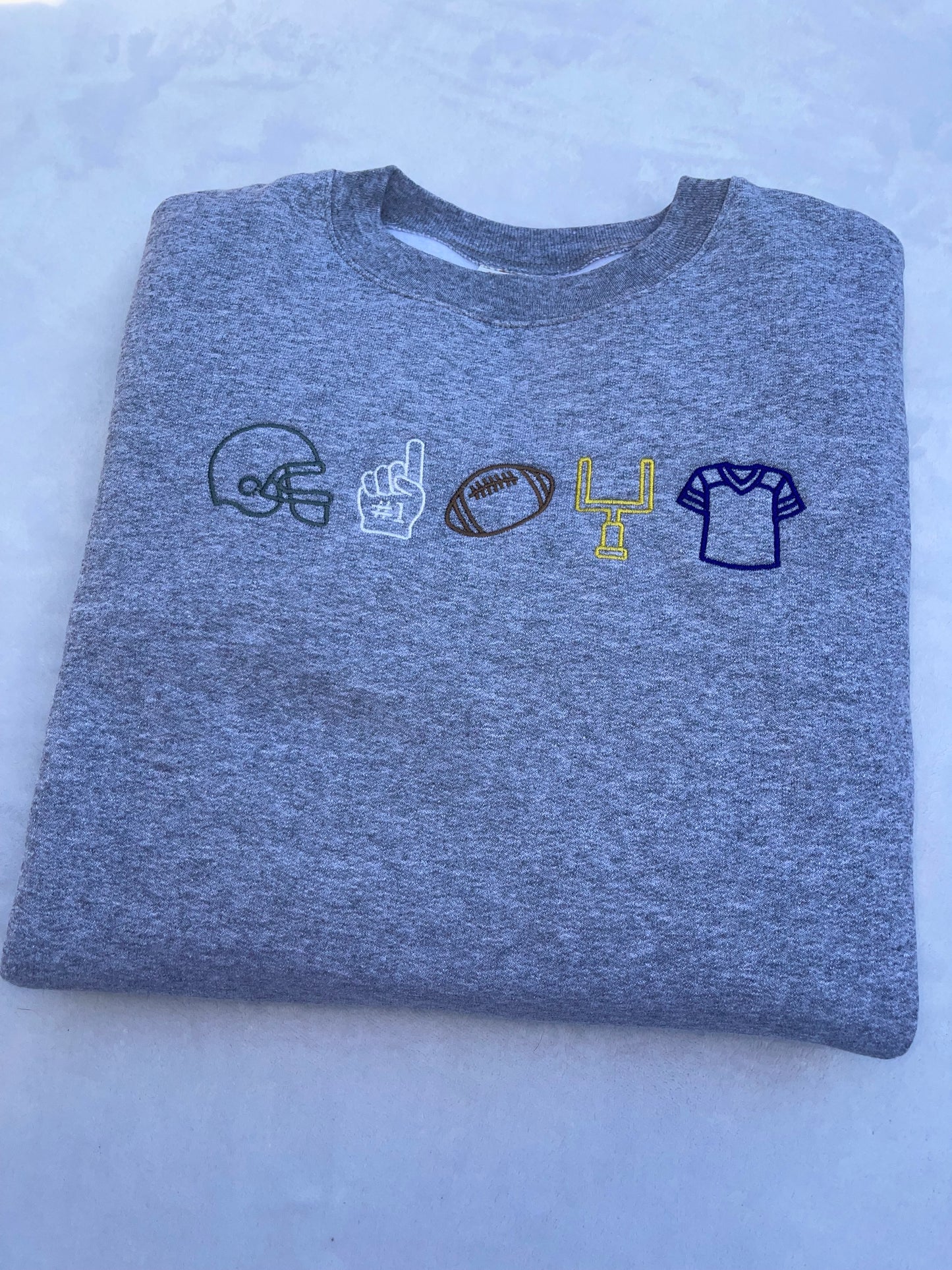Embroidered Football Icons Crewneck Sweatshirt