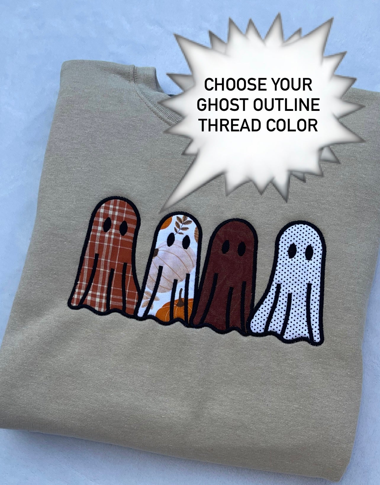 Ghost Embroidered Applique Crewneck Sweatshirt