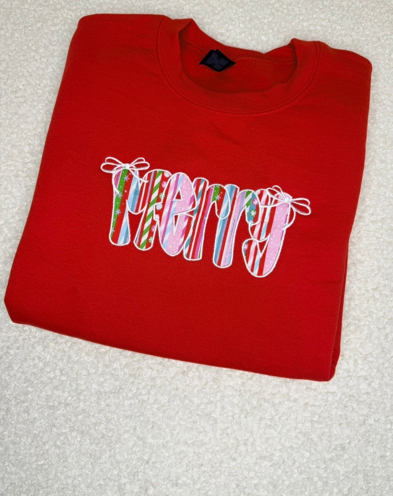 Merry Embroidered Applique Crewneck Sweatshirt