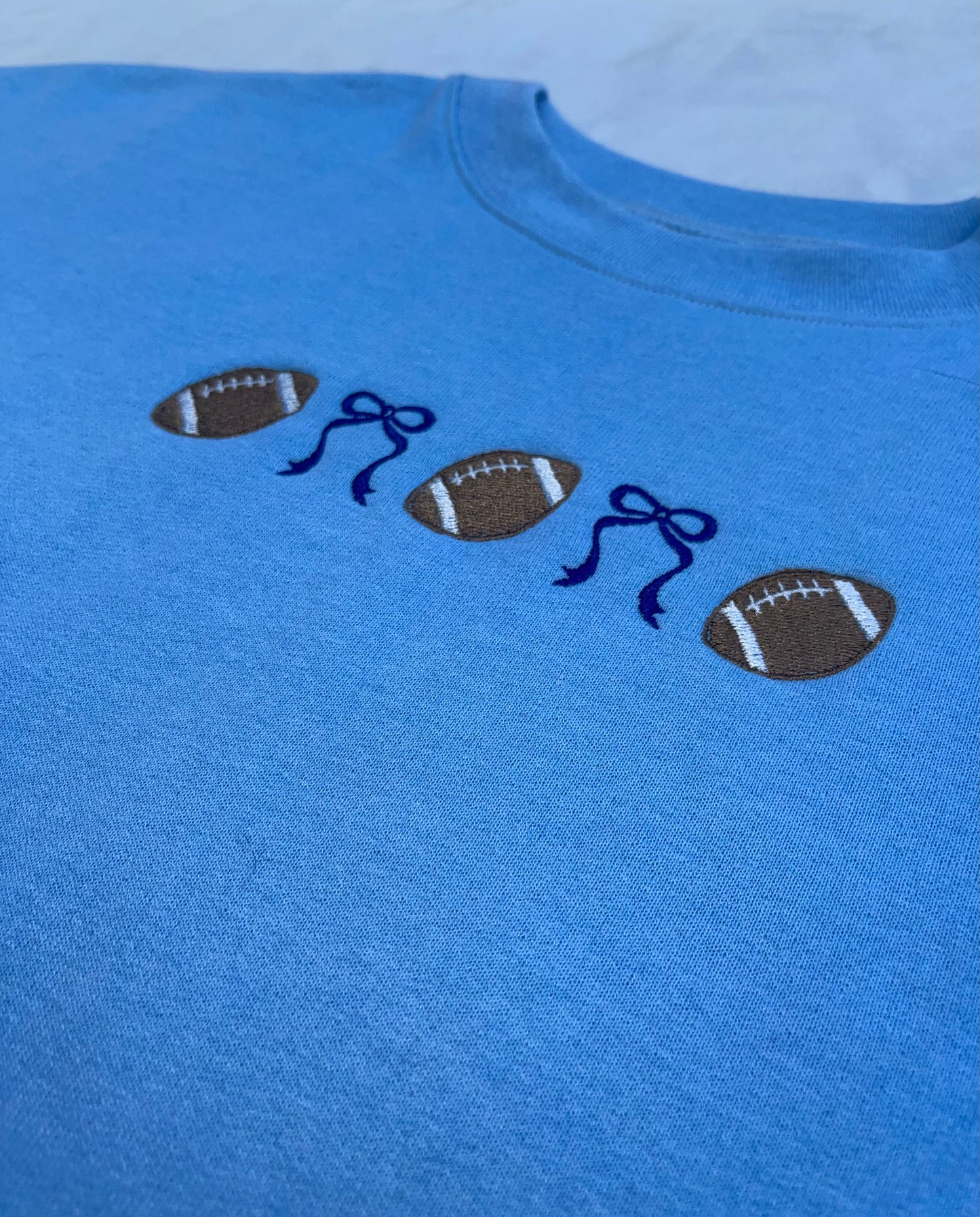 Embroidered Football Coquette Crewneck Sweatshirt