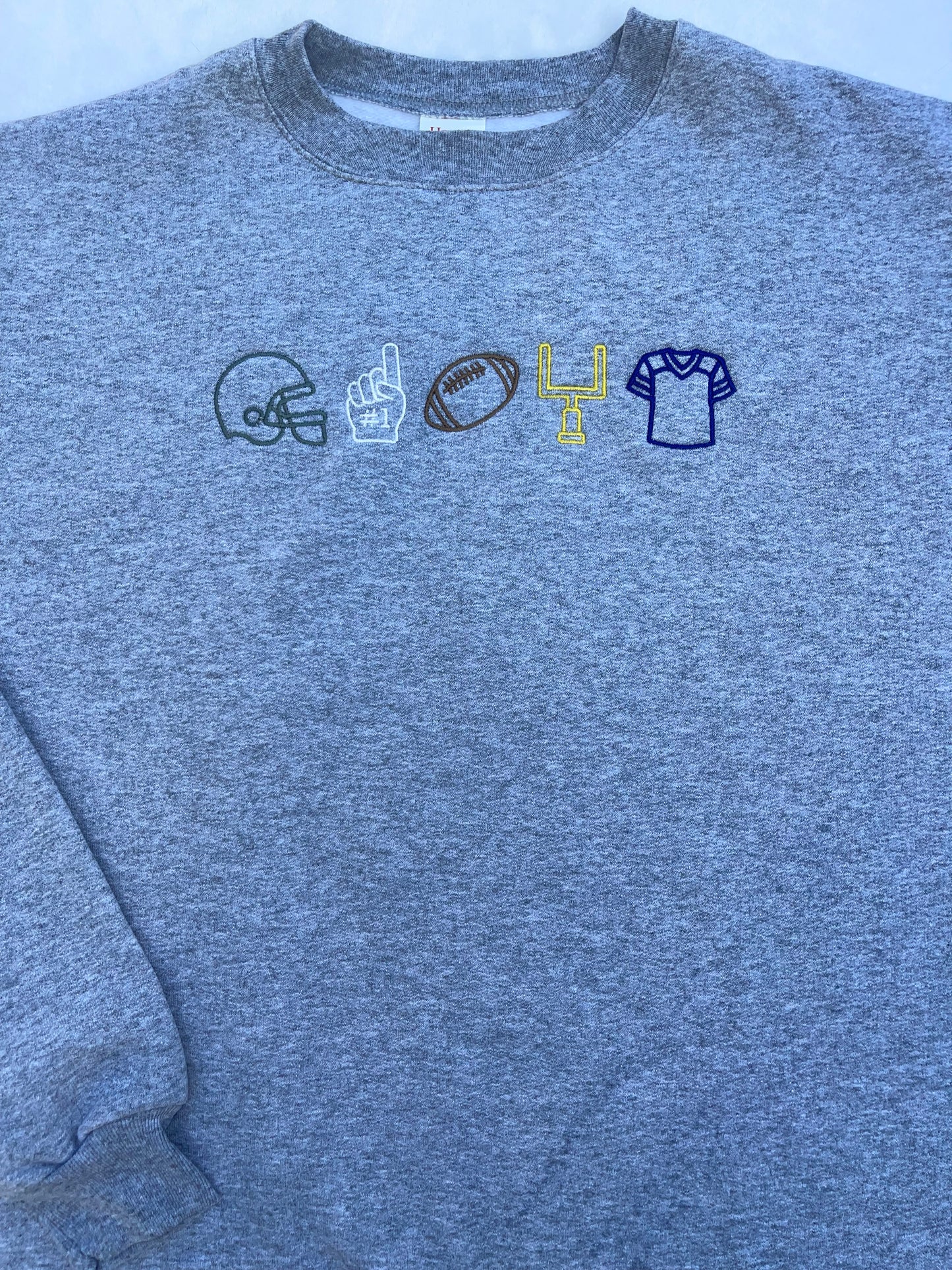 Embroidered Football Icons Crewneck Sweatshirt
