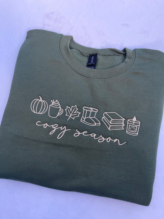 Embroidered Cozy Season Icons Crewneck Sweatshirt
