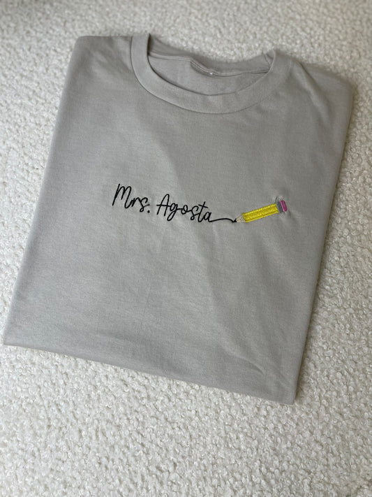 Custom Name Pencil Writing Tee