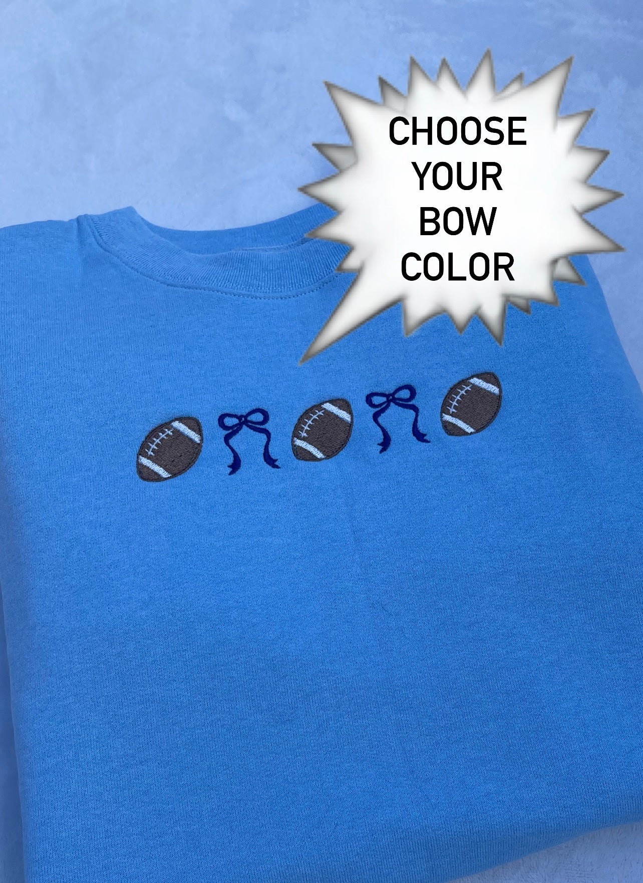 Embroidered Football Coquette Crewneck Sweatshirt
