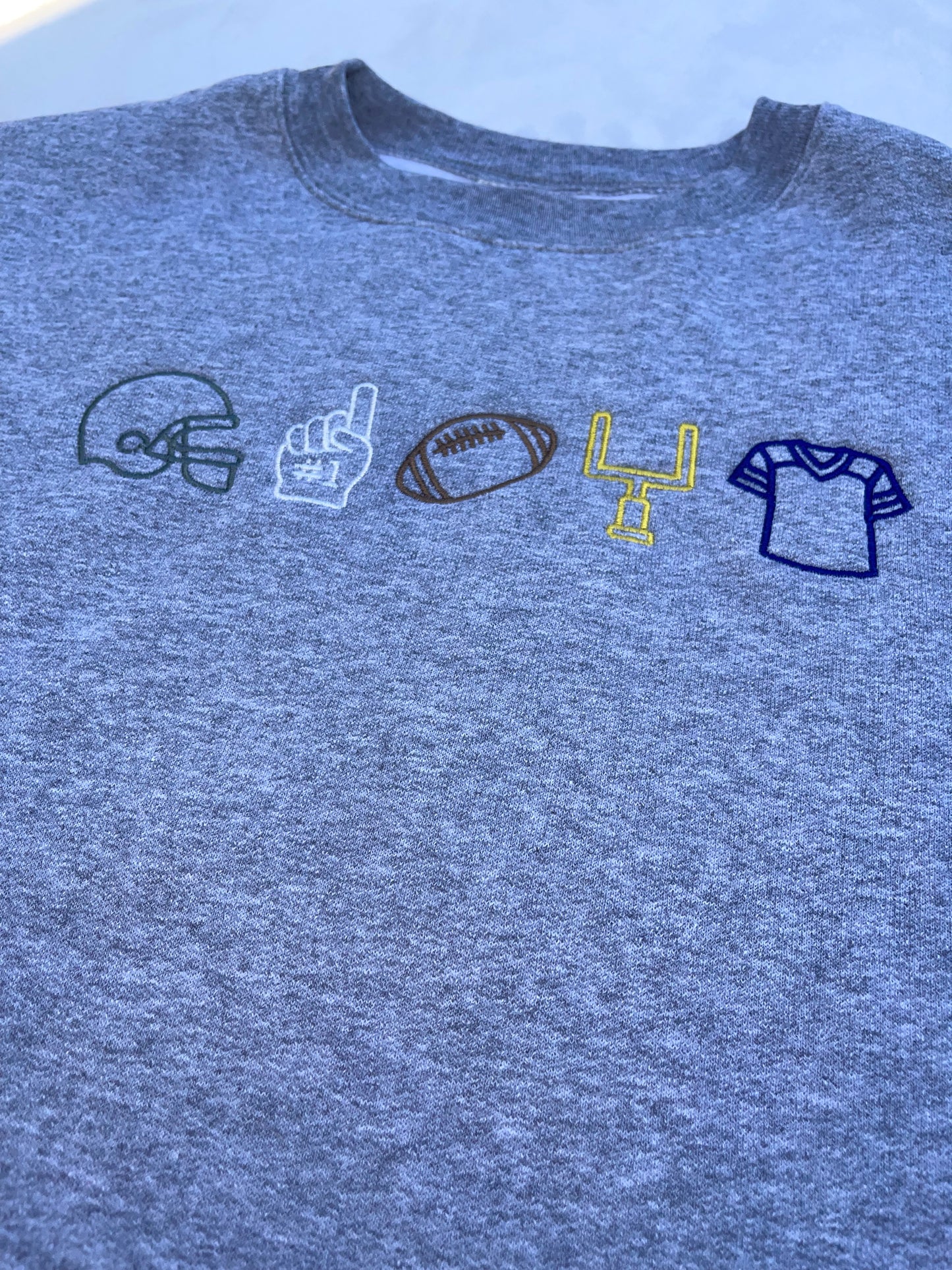 Embroidered Football Icons Crewneck Sweatshirt