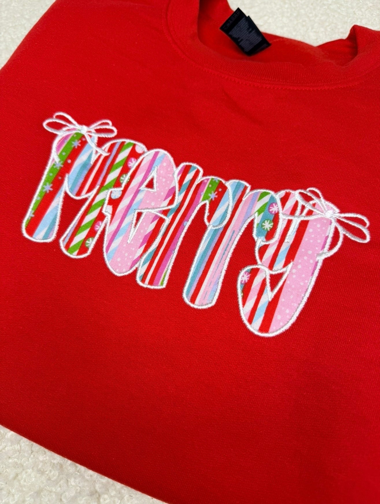 Merry Embroidered Applique Crewneck Sweatshirt