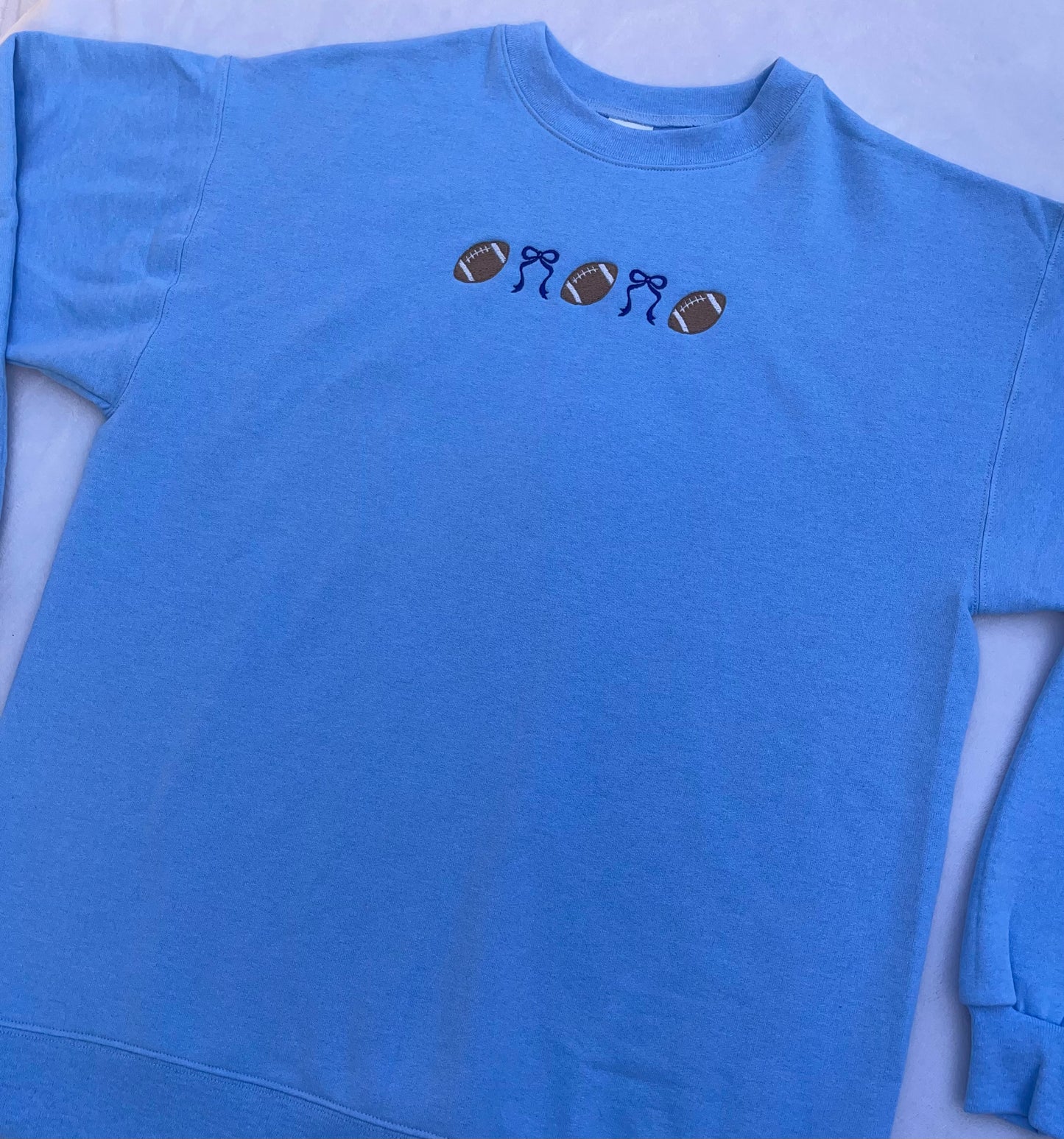Embroidered Football Coquette Crewneck Sweatshirt