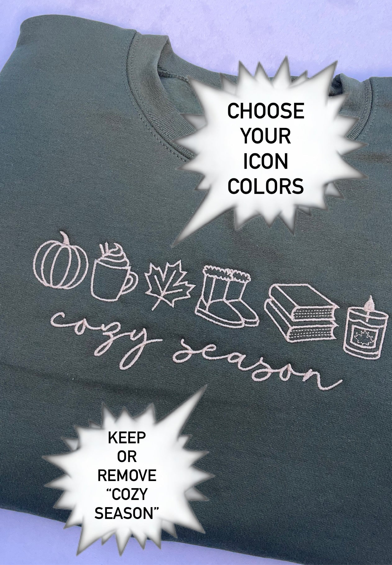 Embroidered Cozy Season Icons Crewneck Sweatshirt