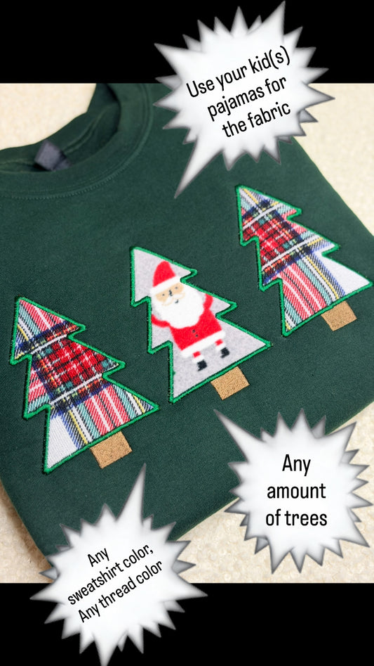 Christmas Tree Embroidered Applique Crewneck Sweatshirt