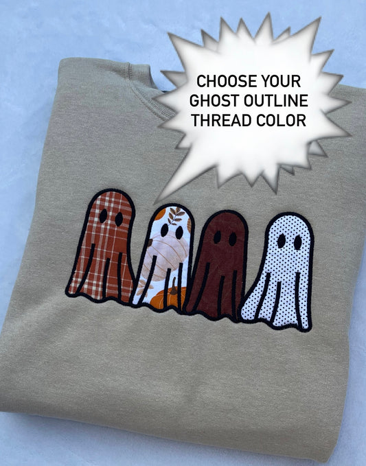 Ghost Embroidered Applique Crewneck Sweatshirt