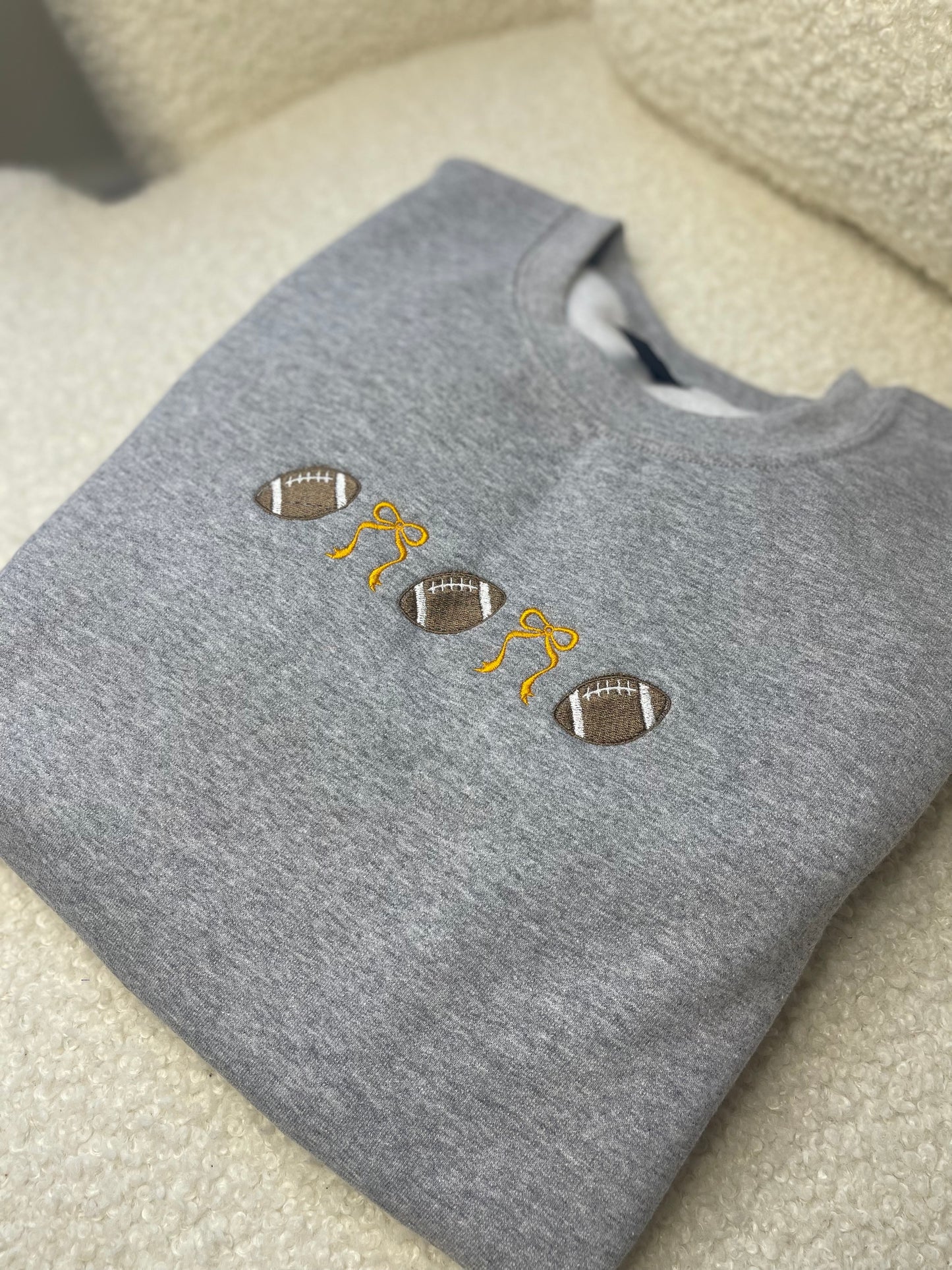 Embroidered Football Coquette Crewneck Sweatshirt