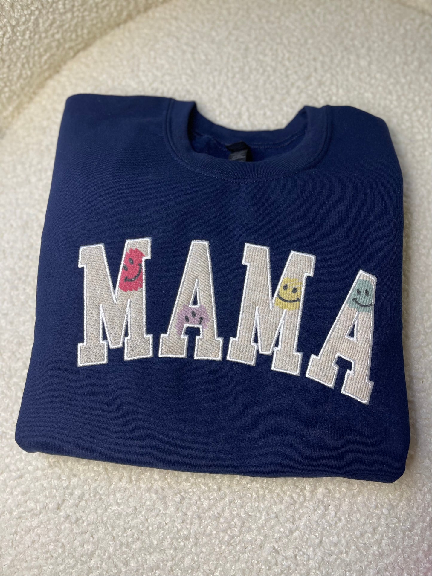 MAMA/MOM Embroidered Applique Keepsake Crewneck Sweatshirt