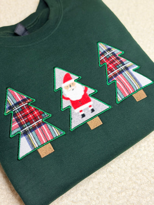 Christmas Tree Embroidered Applique Crewneck Sweatshirt
