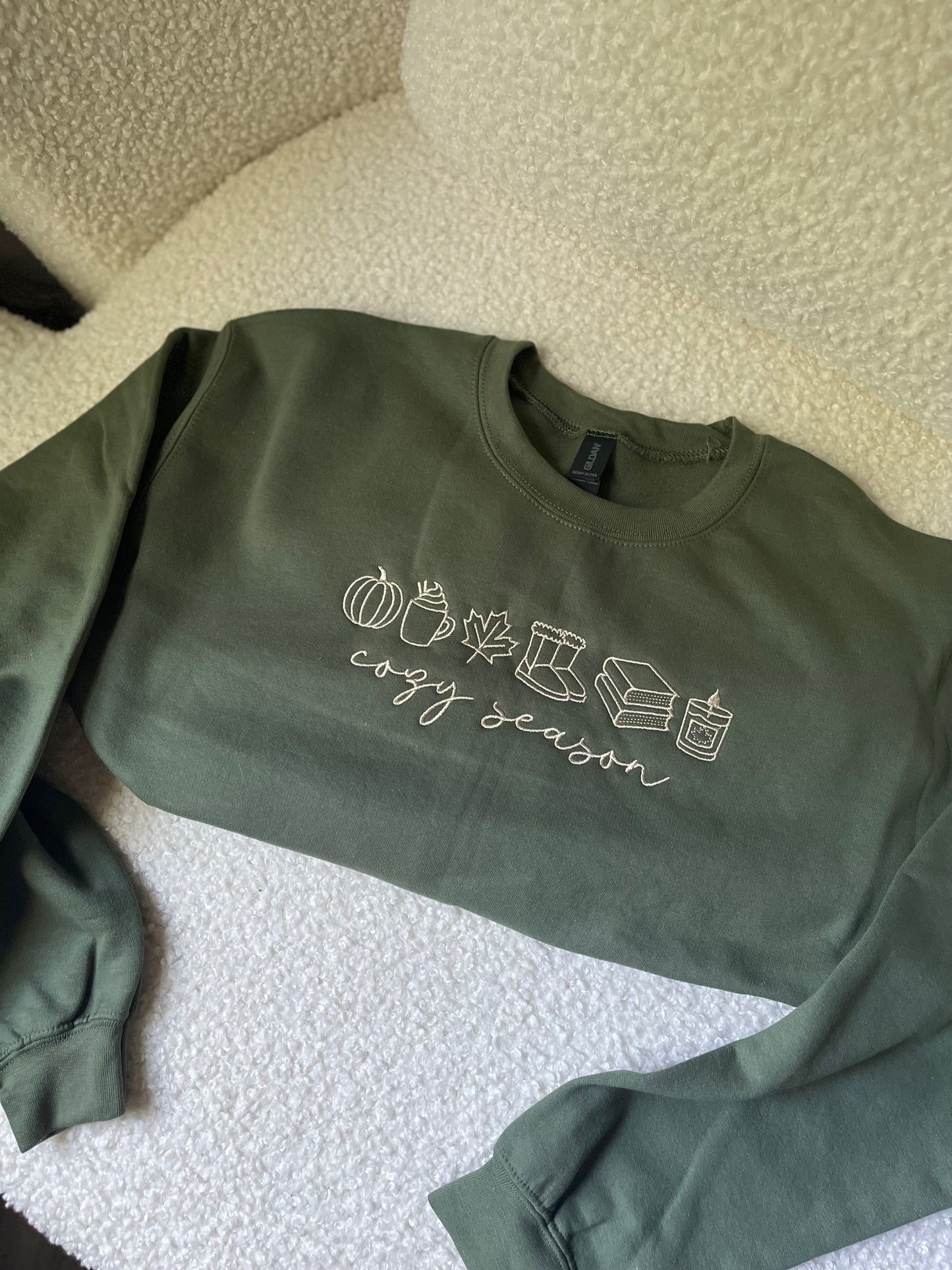 Embroidered Cozy Season Icons Crewneck Sweatshirt