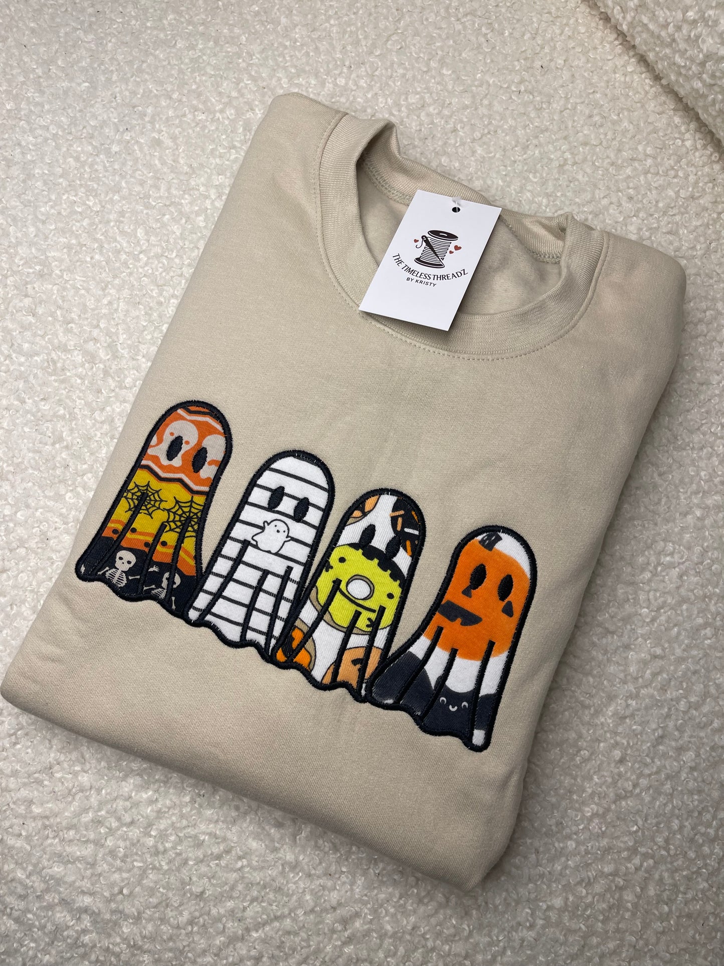 Ghost Embroidered Applique Crewneck Sweatshirt