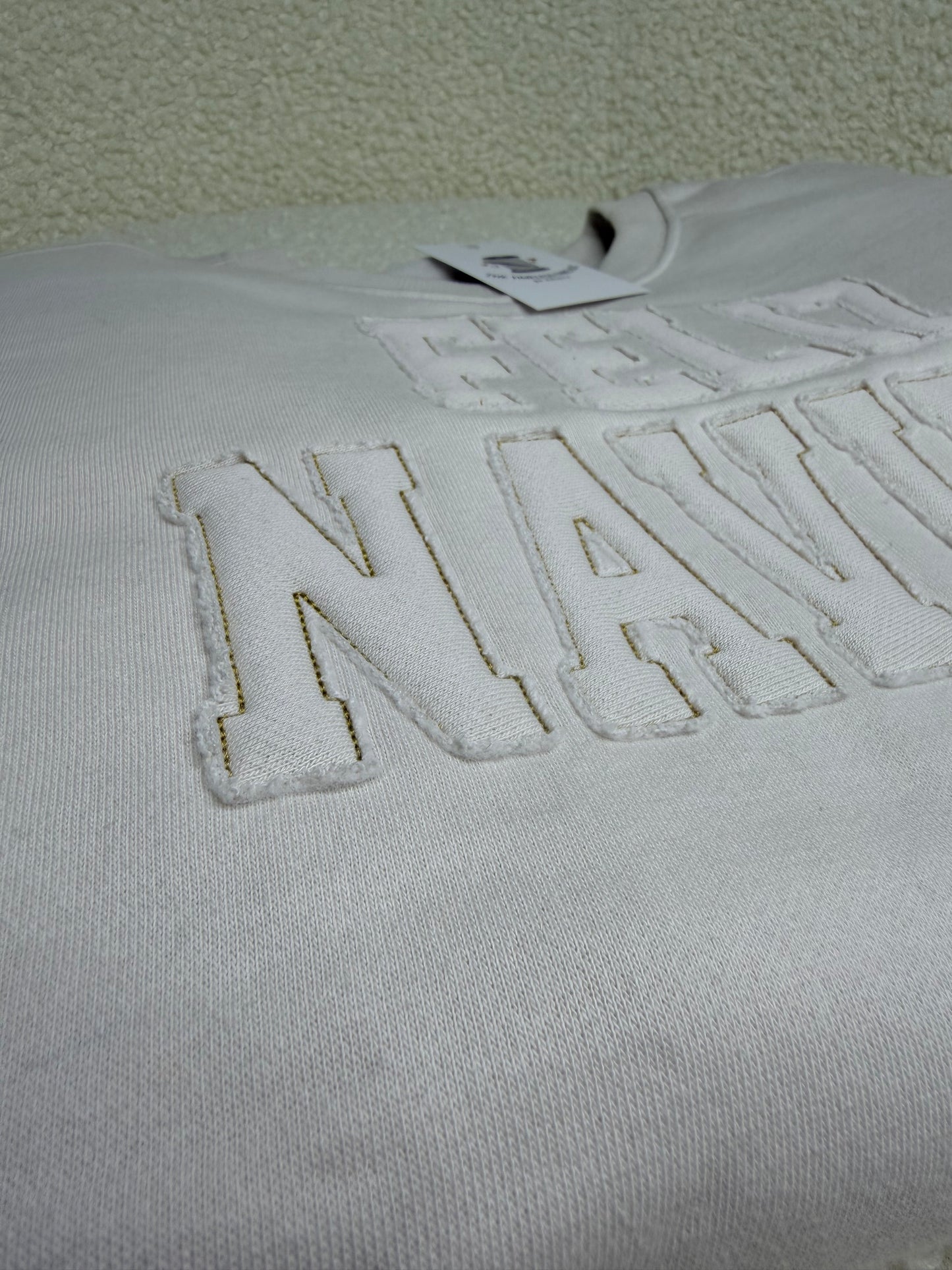 Feliz Navidad Raw Edge Applique Crewneck Sweatshirt