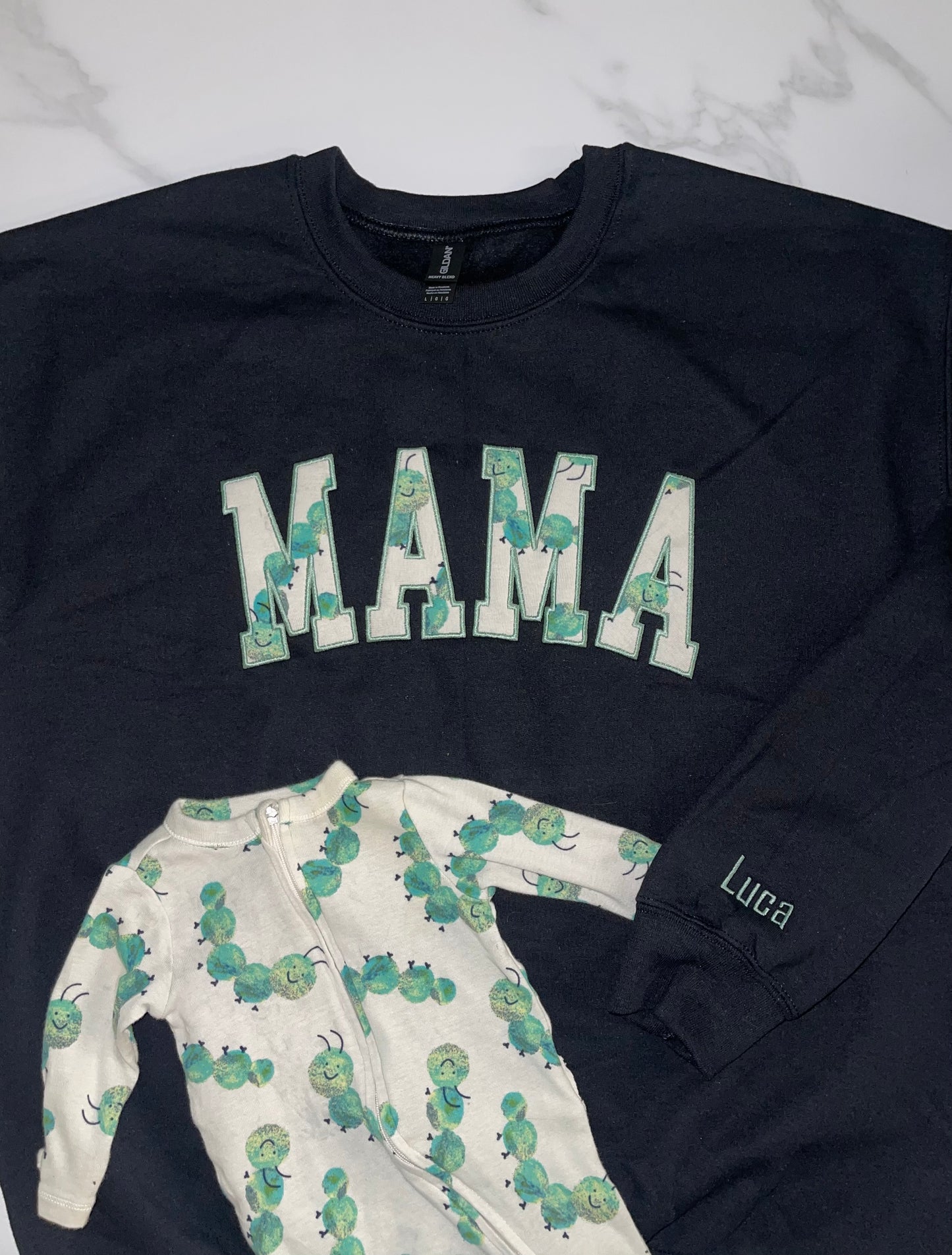 MAMA/MOM Embroidered Applique Keepsake Crewneck Sweatshirt